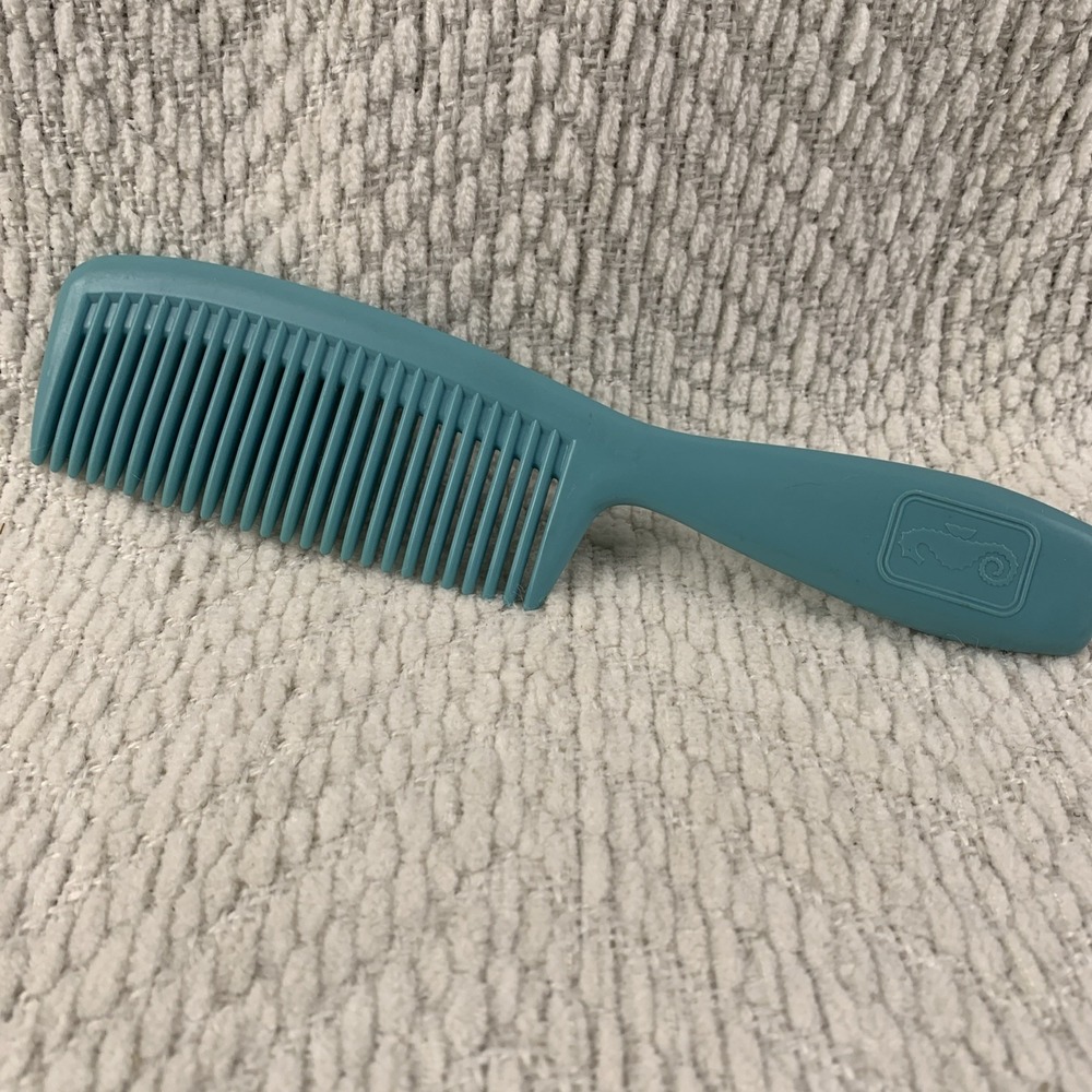 70's Vintage AVON Aqua Blue Teal Seahorse Comb‎ Long Wet Hair Detangling Comb 8"